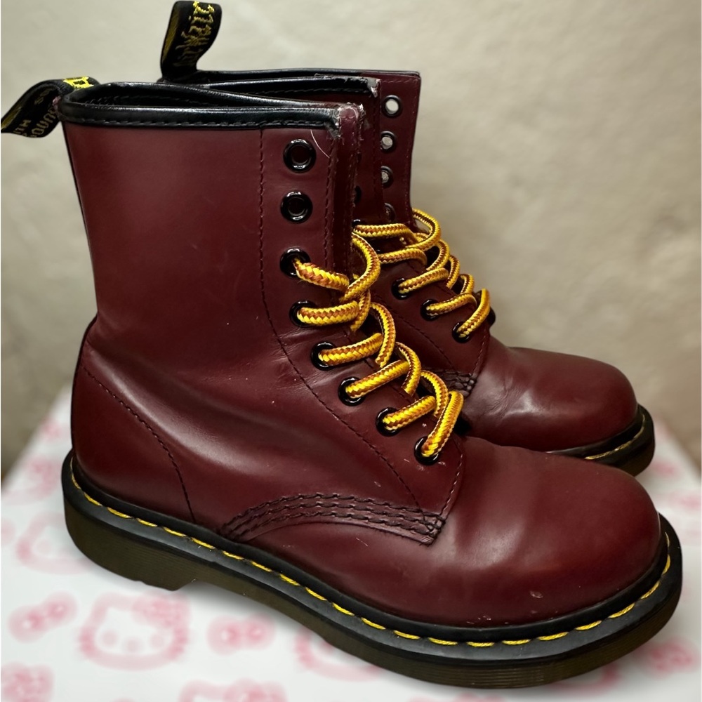 Dr. Martens Burgundy Leather Boots